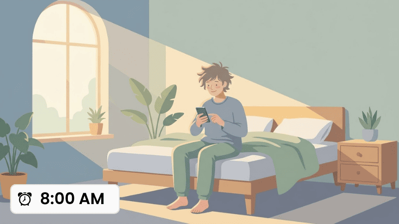 Waking up determined at 8:00 AM
